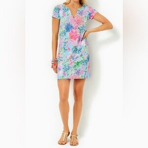 LILLY PULITZER Sophiletta UPF 50+ Dress Cay To My Heart Celestial Blue Coral